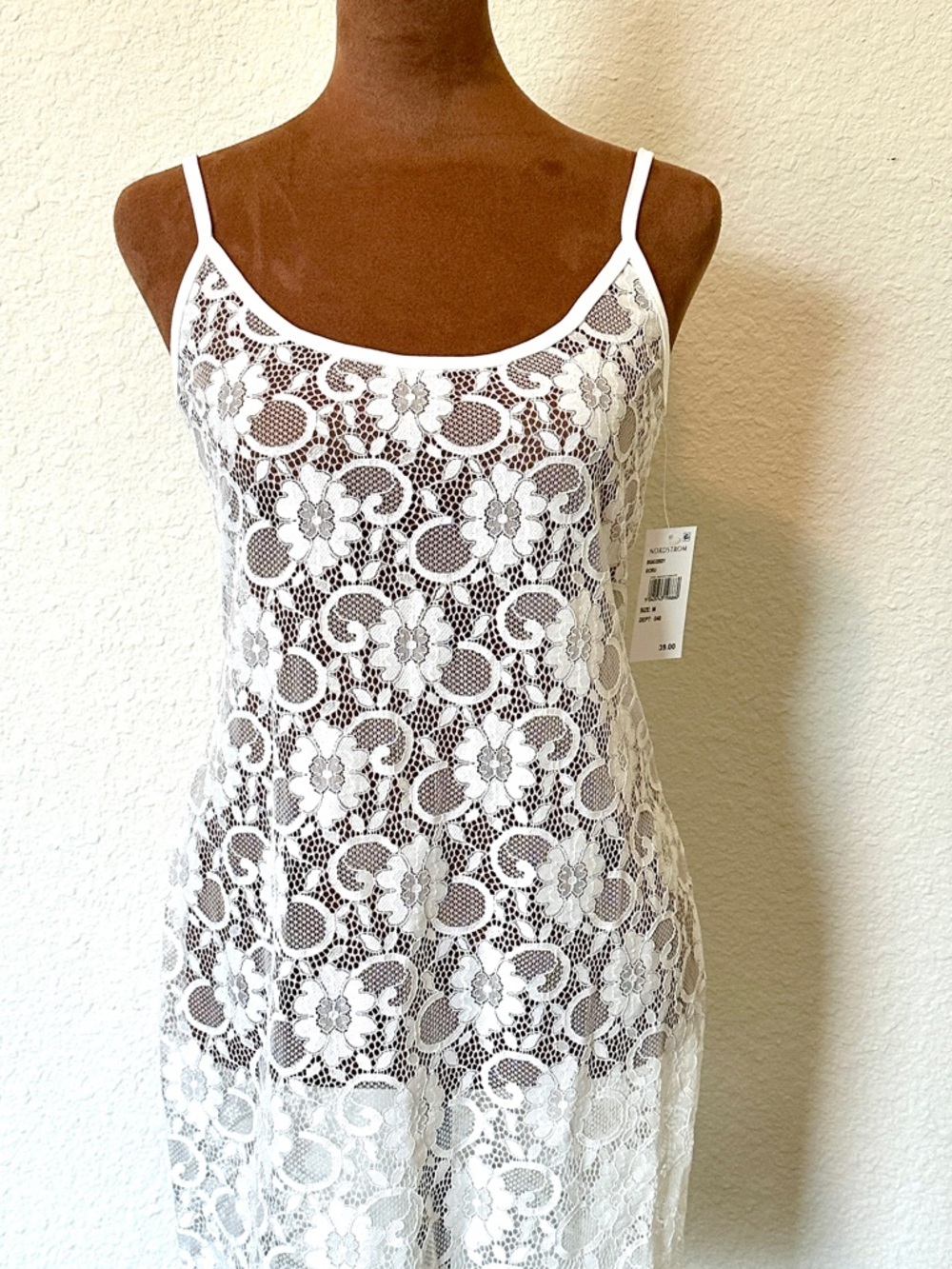 Nasty Gal White Floral Lace Mini Slip Dress